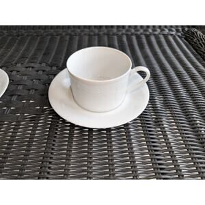 Mikasa Studio Nova Bamboo White Cup & Saucer Fine China M2050 Embossed Lot Of 8